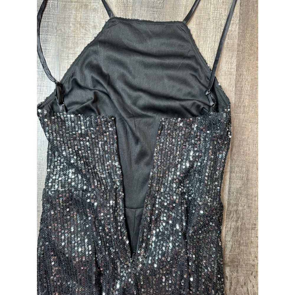 Crystal Sky Womens Black Sequin Jumpsuit Sleeveless Wide Leg Party Evening XS - Picture 12 of 16